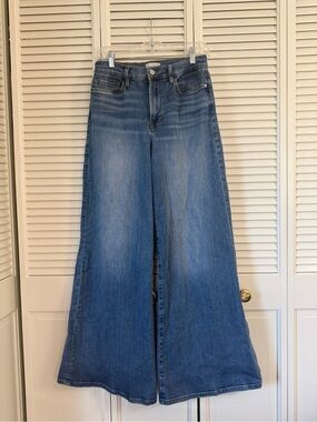FRAME Le Palazzo Extreme Wide Leg Jean Mid Wash Size 30